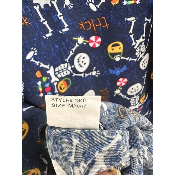 Halloween Scrub Top Scrubaid Women’s‎ M (10-12) Trick Or Treat Skeletons Blue - Picture 8 of 9